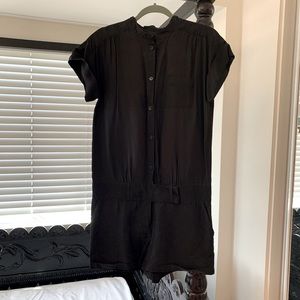 Black silk romper
